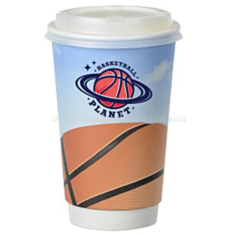 Basketball Full Color Insulated Paper Cup with Lid - 16 oz.