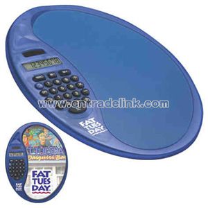 Oval mouse pad with calculator