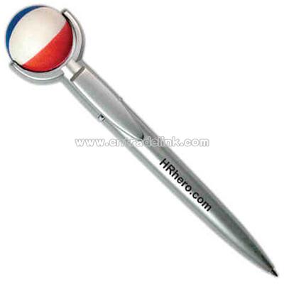 Beach ball design topper - Ballpoint pen with Squeezie(R) topper design.