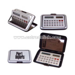 business card holder with solar powered 8-digit calculator with memory function