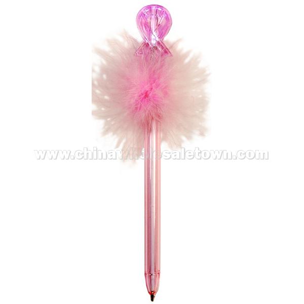 Pink Ribbon Light-Up Feather Pen